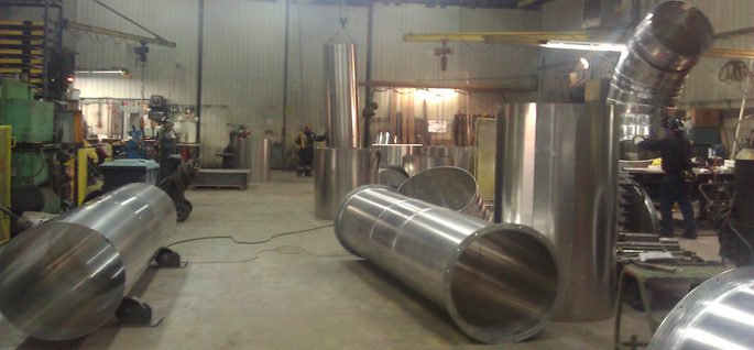 Stainless steel ductwork for factory dust collection system